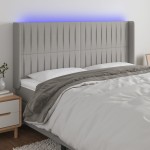 vidaXL Tăblie de pat cu LED, gri deschis, 183x16x118/128 cm, textil vidaXL Tăblie de pat cu LED, gri deschis, 183x16x118/128 cm, textil