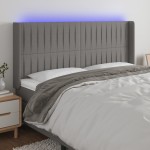 vidaXL Tăblie de pat cu LED, gri închis, 183x16x118/128 cm, textil vidaXL Tăblie de pat cu LED, gri închis, 183x16x118/128 cm, textil