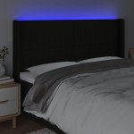 vidaXL Tăblie de pat cu LED, negru, 183x16x118/128 cm, textil vidaXL Tăblie de pat cu LED, negru, 183x16x118/128 cm, textil