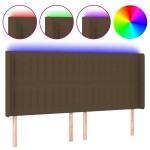 vidaXL Tăblie de pat cu LED, maro închis, 183x16x118/128 cm, textil vidaXL Tăblie de pat cu LED, maro închis, 183x16x118/128 cm, textil