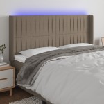 vidaXL Tăblie de pat cu LED, gri taupe, 183x16x118/128 cm, textil vidaXL Tăblie de pat cu LED, gri taupe, 183x16x118/128 cm, textil
