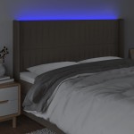 vidaXL Tăblie de pat cu LED, gri taupe, 183x16x118/128 cm, textil vidaXL Tăblie de pat cu LED, gri taupe, 183x16x118/128 cm, textil