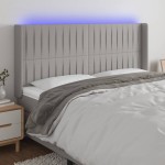 vidaXL Tăblie de pat cu LED, gri deschis, 203x16x118/128 cm, textil vidaXL Tăblie de pat cu LED, gri deschis, 203x16x118/128 cm, textil