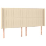 vidaXL Tăblie de pat cu LED, crem, 203x16x118/128 cm, textil