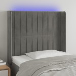vidaXL Tăblie de pat cu LED, gri deschis, 83x16x118/128 cm, catifea vidaXL Tăblie de pat cu LED, gri deschis, 83x16x118/128 cm, catifea