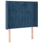vidaXL Tăblie de pat cu LED, albastru închis, 83x16x118/128cm, catifea