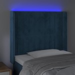 vidaXL Tăblie de pat cu LED, albastru închis, 93x16x118/128cm, catifea
