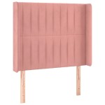vidaXL Tăblie de pat cu LED, roz, 93x16x118/128 cm, catifea