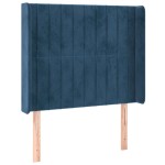 vidaXL Tăblie de pat cu LED, albastru închis, 103x16x118/128cm catifea