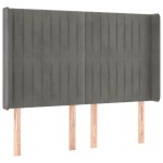 vidaXL Tăblie de pat cu LED, gri deschis, 147x16x118/128 cm, catifea