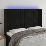 vidaXL Tăblie de pat cu LED, negru, 147x16x118/128 cm, catifea vidaXL Tăblie de pat cu LED, negru, 147x16x118/128 cm, catifea