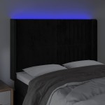 vidaXL Tăblie de pat cu LED, negru, 147x16x118/128 cm, catifea vidaXL Tăblie de pat cu LED, negru, 147x16x118/128 cm, catifea