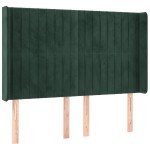 vidaXL Tăblie de pat cu LED, verde închis, 147x16x118/128 cm, catifea