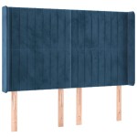 vidaXL Tăblie de pat cu LED, albastru închis, 147x16x118/128cm catifea
