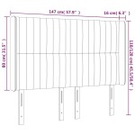 vidaXL Tăblie de pat cu LED, albastru închis, 147x16x118/128cm catifea