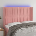 vidaXL Tăblie de pat cu LED, roz, 147x16x118/128 cm, catifea vidaXL Tăblie de pat cu LED, roz, 147x16x118/128 cm, catifea