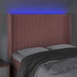 vidaXL Tăblie de pat cu LED, roz, 147x16x118/128 cm, catifea vidaXL Tăblie de pat cu LED, roz, 147x16x118/128 cm, catifea