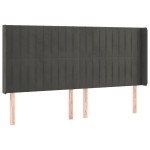 vidaXL Tăblie de pat cu LED, gri închis, 163x16x118/128 cm, catifea vidaXL Tăblie de pat cu LED, gri închis, 163x16x118/128 cm, catifea