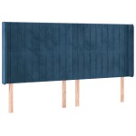 vidaXL Tăblie de pat cu LED, albastru închis, 163x16x118/128cm catifea