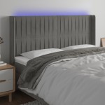 vidaXL Tăblie de pat cu LED, gri deschis, 183x16x118/128 cm, catifea vidaXL Tăblie de pat cu LED, gri deschis, 183x16x118/128 cm, catifea
