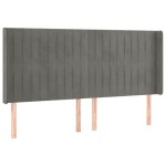 vidaXL Tăblie de pat cu LED, gri deschis, 183x16x118/128 cm, catifea vidaXL Tăblie de pat cu LED, gri deschis, 183x16x118/128 cm, catifea