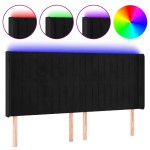vidaXL Tăblie de pat cu LED, negru, 183x16x118/128 cm, catifea vidaXL Tăblie de pat cu LED, negru, 183x16x118/128 cm, catifea