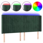 vidaXL Tăblie de pat cu LED, verde închis, 183x16x118/128 cm, catifea vidaXL Tăblie de pat cu LED, verde închis, 183x16x118/128 cm, catifea