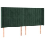 vidaXL Tăblie de pat cu LED, verde închis, 183x16x118/128 cm, catifea vidaXL Tăblie de pat cu LED, verde închis, 183x16x118/128 cm, catifea
