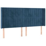 vidaXL Tăblie de pat cu LED, albastru închis, 183x16x118/128cm catifea