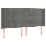 vidaXL Tăblie de pat cu LED, gri deschis, 203x16x118/128 cm, catifea vidaXL Tăblie de pat cu LED, gri deschis, 203x16x118/128 cm, catifea