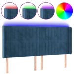 vidaXL Tăblie de pat cu LED, albastru închis, 203x16x118/128cm catifea