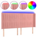 vidaXL Tăblie de pat cu LED, roz, 203x16x118/128 cm, catifea