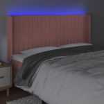 vidaXL Tăblie de pat cu LED, roz, 203x16x118/128 cm, catifea