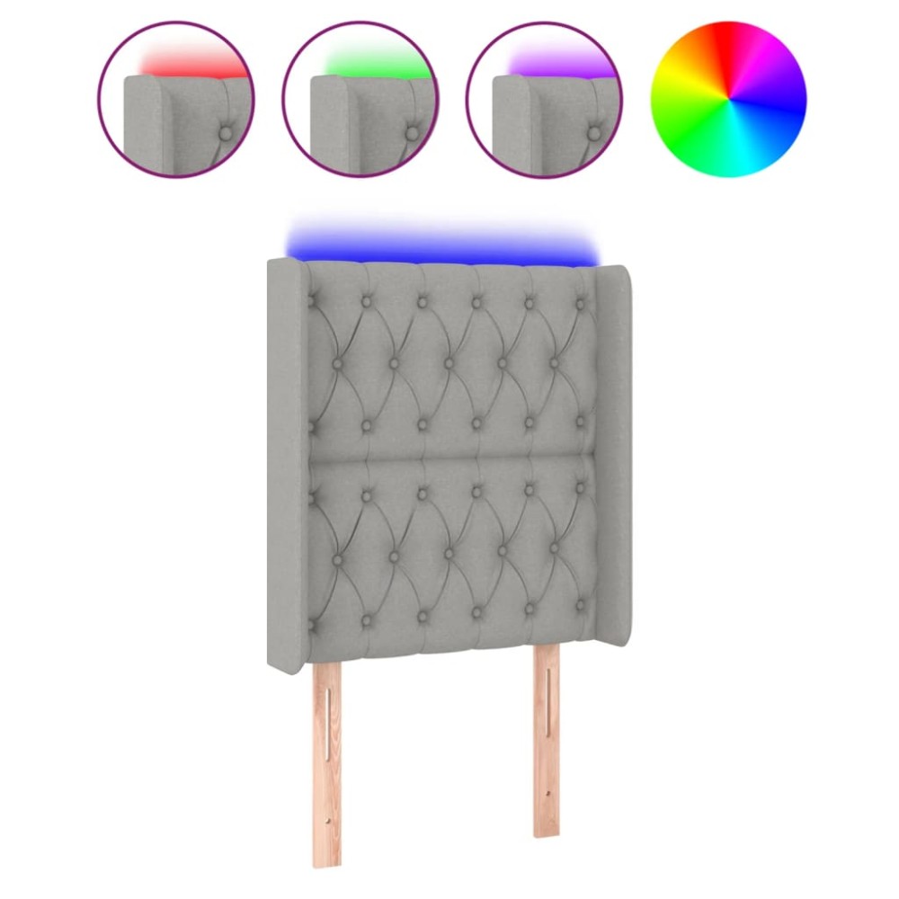 vidaXL Tăblie de pat cu LED, gri deschis, 83x16x118/128 cm, textil