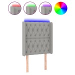 vidaXL Tăblie de pat cu LED, gri deschis, 83x16x118/128 cm, textil vidaXL Tăblie de pat cu LED, gri deschis, 83x16x118/128 cm, textil