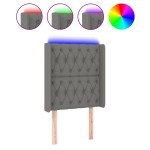 vidaXL Tăblie de pat cu LED, gri închis, 83x16x118/128 cm, textil