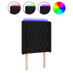 vidaXL Tăblie de pat cu LED, negru, 83x16x118/128 cm, textil