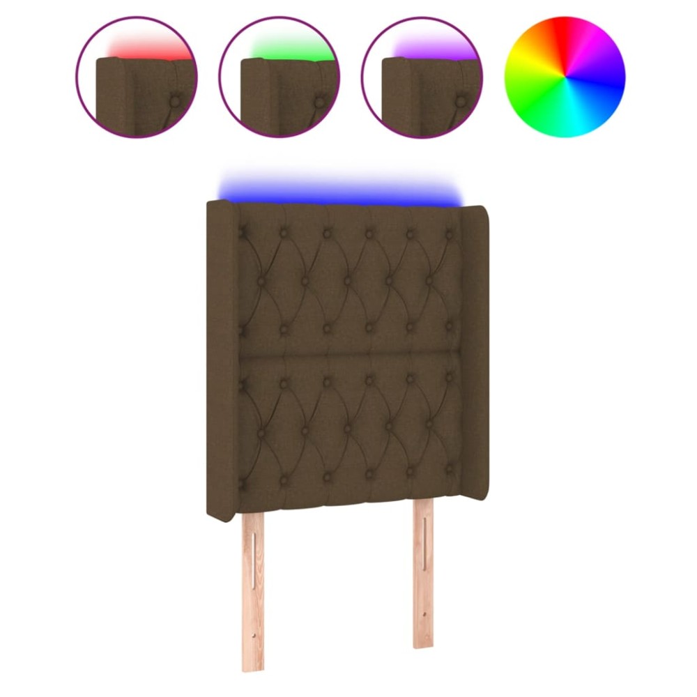 vidaXL Tăblie de pat cu LED, maro închis, 83x16x118/128 cm, textil