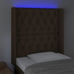 vidaXL Tăblie de pat cu LED, maro închis, 83x16x118/128 cm, textil vidaXL Tăblie de pat cu LED, maro închis, 83x16x118/128 cm, textil