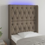 vidaXL Tăblie de pat cu LED, gri taupe, 83x16x118/128 cm, textil vidaXL Tăblie de pat cu LED, gri taupe, 83x16x118/128 cm, textil