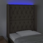 vidaXL Tăblie de pat cu LED, gri taupe, 83x16x118/128 cm, textil vidaXL Tăblie de pat cu LED, gri taupe, 83x16x118/128 cm, textil