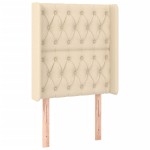 vidaXL Tăblie de pat cu LED, crem, 83x16x118/128 cm, textil