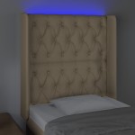 vidaXL Tăblie de pat cu LED, crem, 83x16x118/128 cm, textil