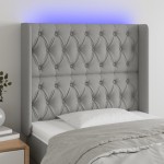 vidaXL Tăblie de pat cu LED, gri deschis, 93x16x118/128 cm, textil vidaXL Tăblie de pat cu LED, gri deschis, 93x16x118/128 cm, textil