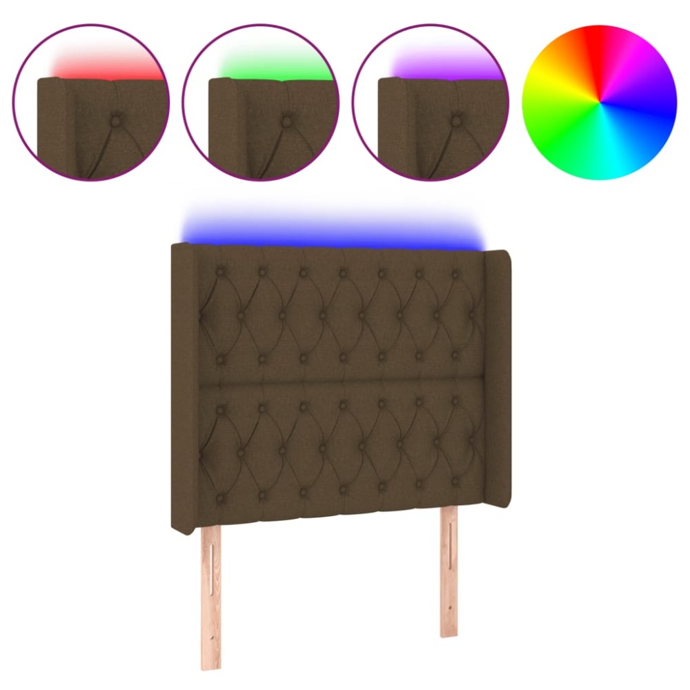 vidaXL Tăblie de pat cu LED, maro închis, 93x16x118/128 cm, textil