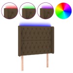 vidaXL Tăblie de pat cu LED, maro închis, 93x16x118/128 cm, textil