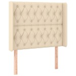vidaXL Tăblie de pat cu LED, crem, 93x16x118/128 cm, textil vidaXL Tăblie de pat cu LED, crem, 93x16x118/128 cm, textil