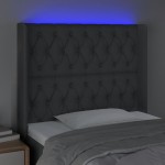 vidaXL Tăblie de pat cu LED, gri închis, 103x16x118/128 cm, textil vidaXL Tăblie de pat cu LED, gri închis, 103x16x118/128 cm, textil