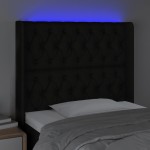 vidaXL Tăblie de pat cu LED, negru, 103x16x118/128 cm, textil vidaXL Tăblie de pat cu LED, negru, 103x16x118/128 cm, textil