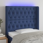 vidaXL Tăblie de pat cu LED, albastru, 103x16x118/128 cm, textil vidaXL Tăblie de pat cu LED, albastru, 103x16x118/128 cm, textil